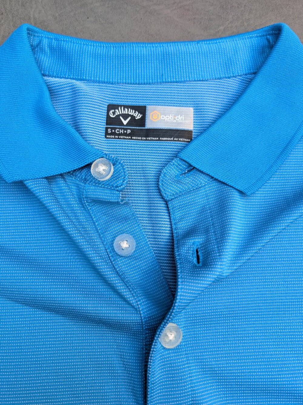 Callaway Opti-Dri Performance Golf Polo Bright Blue Micro Stripe Men's Small